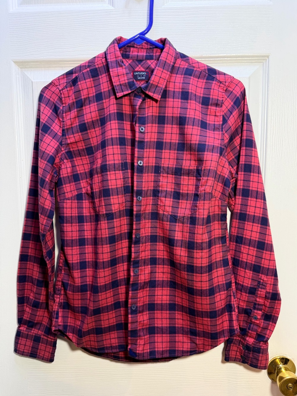 UNTUCKit Red & Navy Plaid Long-Sleeve Button-Down